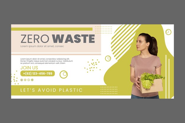 Zero waste horizontal banner template