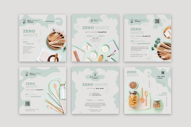 Free Vector zero waste instagram posts design template