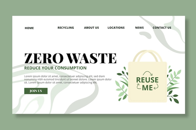 Free vector zero waste landing page template