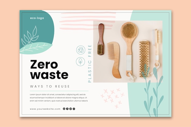 Zero waste plastic free products banner template