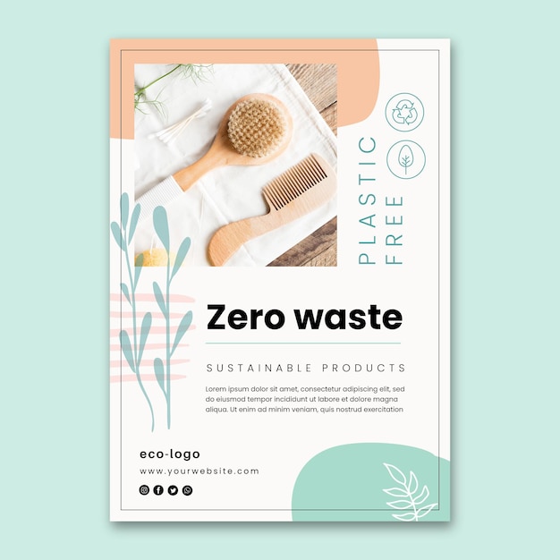 Zero waste plastic free products poster template