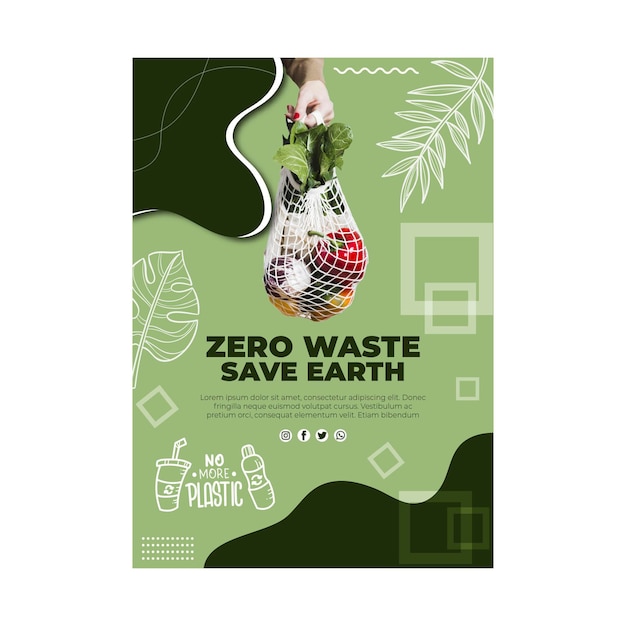 Free Vector zero waste poster template