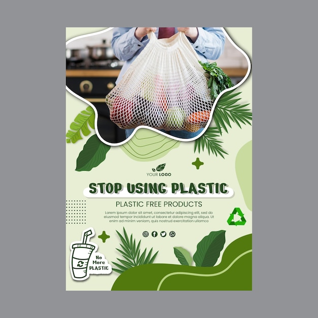 Free Vector zero waste poster template