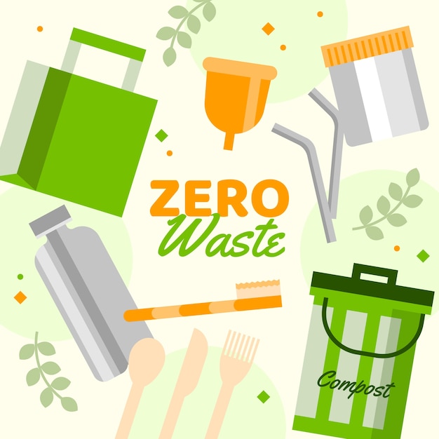 Zero waste set flat design