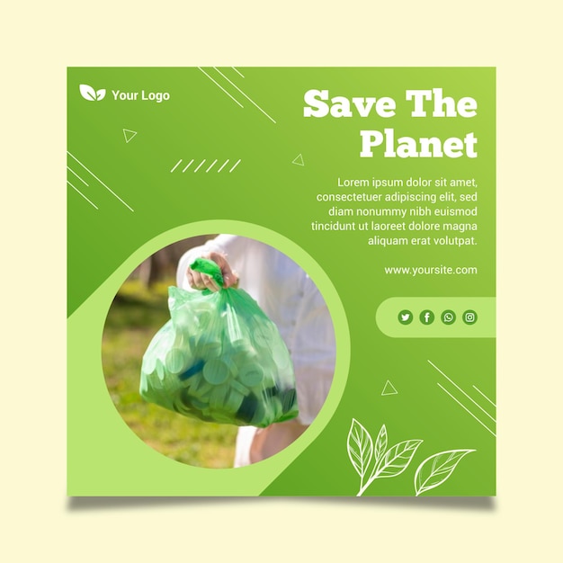 Zero waste template  square flyer