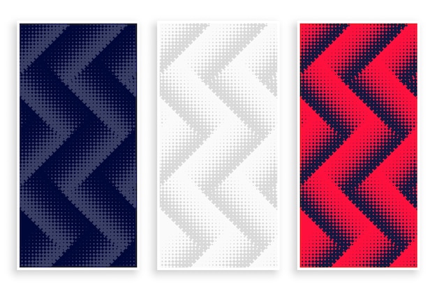 Free Vector zigzag halftone banners set in white red and black color