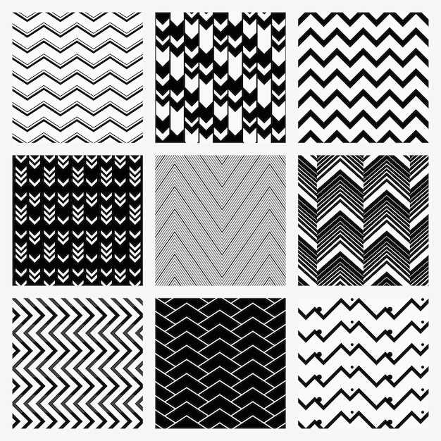 Free vector zigzag pattern background, black chevron, simple design vector set