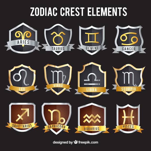 Free Vector zodiac crests set