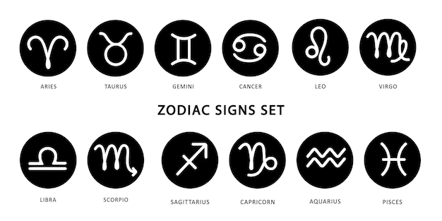 Free vector zodiac sign icons symbols for astrological calendar horoscope vector design element