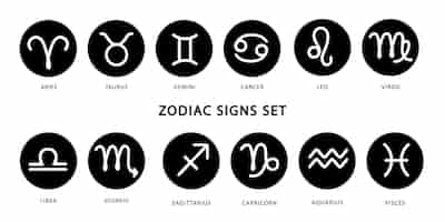 Free vector zodiac sign icons symbols for astrological calendar horoscope vector design element