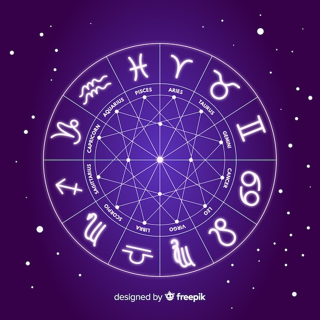 Zodiac wheel on space background