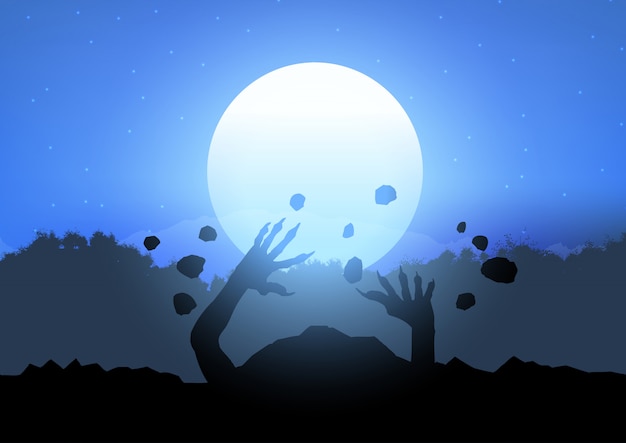 Free Vector zombie erupting from ground 