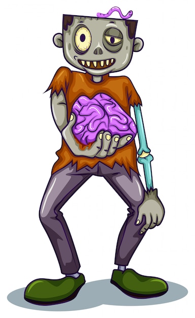 A zombie holding his brain