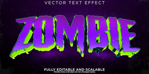 Free Vector zombie horror text effect editable monster and scary text style