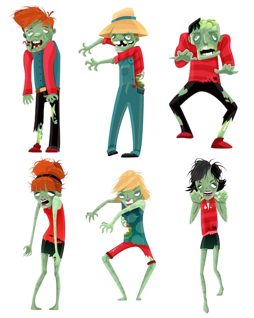 Free Vector zombie monsters characters game figures set