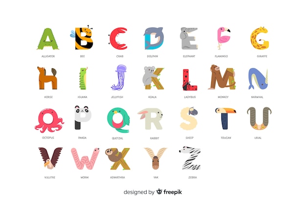 Zoo alphabet with letters in order