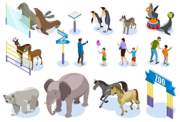 Zoo Isometric Icon Set