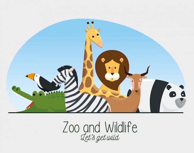 Free Vector zoo safari wild animals reserve