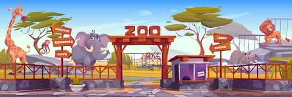 Free vector zoo with cute wild african animals