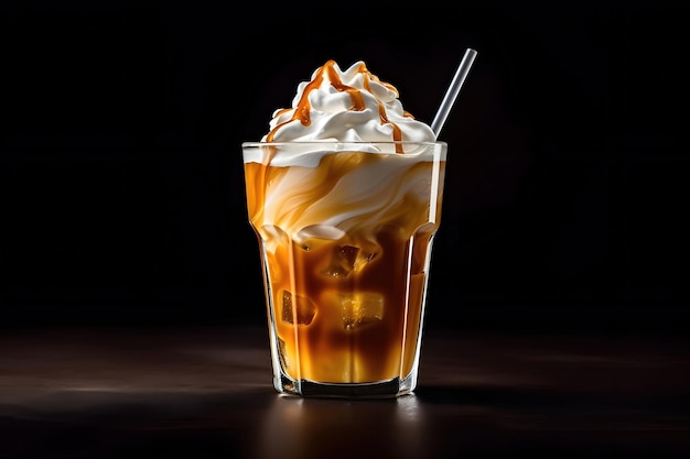 023_iced coffee with cream and caramel sauce Generative AI