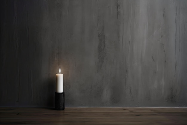 0305 Candle in front of dark wall Generative AI