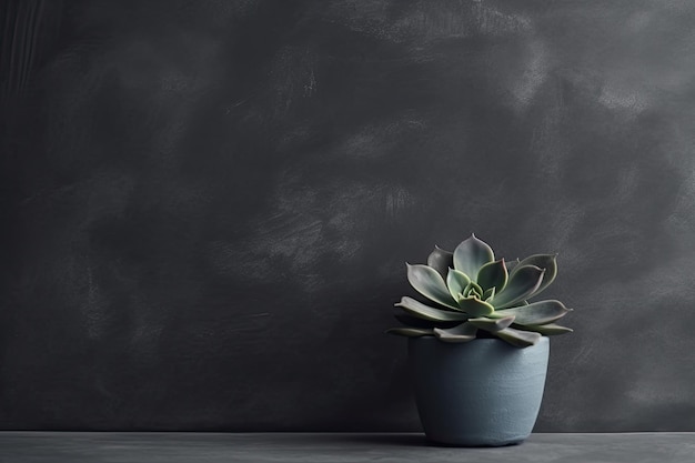 0356 Echeveria succulent in front of dark wall Generative AI