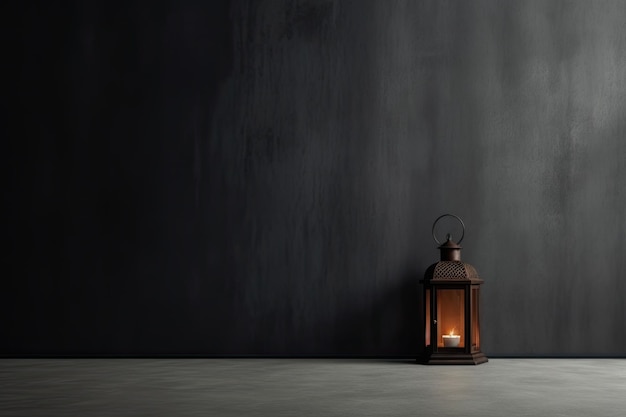 0415 Lantern in front of dark wall Generative AI