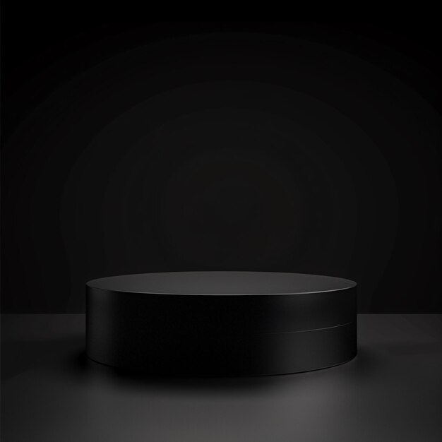 07231101 49 Black circular platform matte finish geometric cube base minimalist design dark setting subtle lighting product presentation monochrome style sleek texture soft shadows