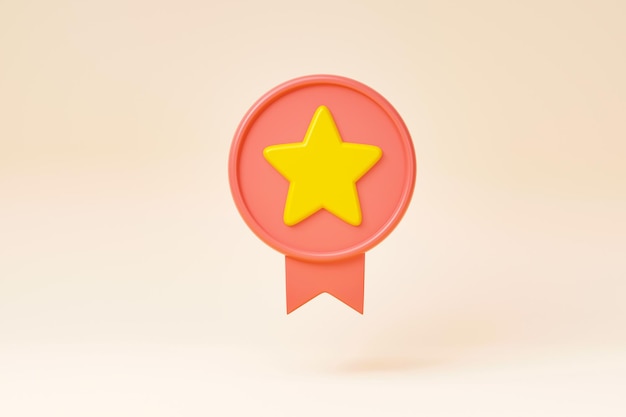 1 Star Rating concept Isolated icon on background 3d rendering