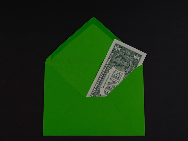 1 US dollar in an envelope