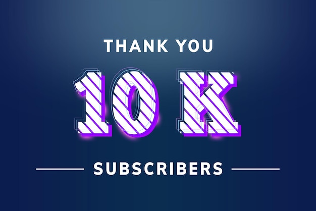 10 K subscribers celebration greeting banner with stripe design