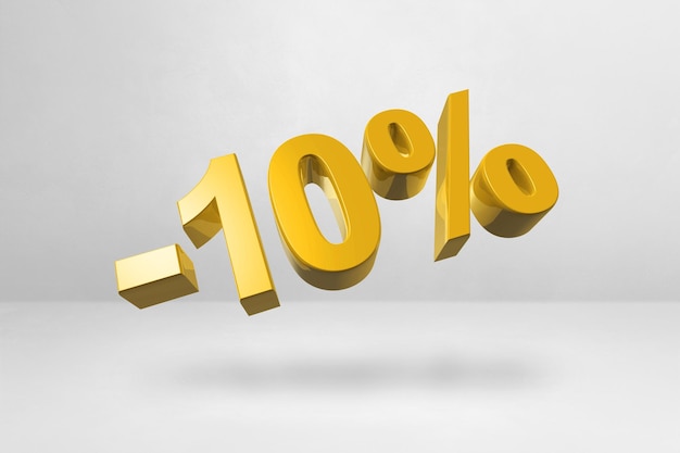 10 off discount offer 3D illustration isolated on white Promotional price rate