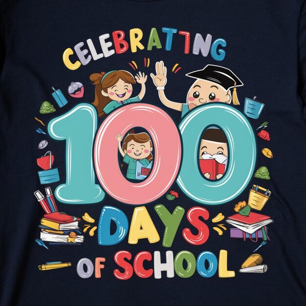 Photo the 100 days of school tshirt design