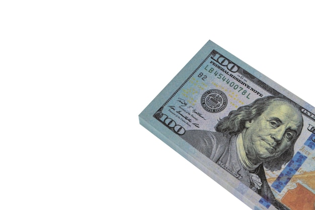 100 dollar banknote isolated on a white background.