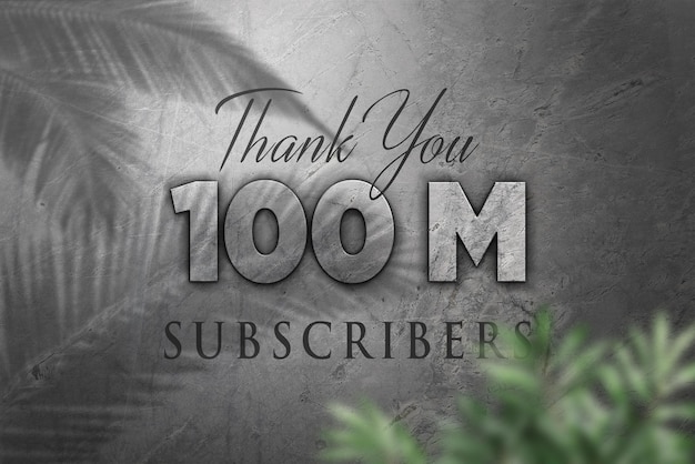 100 million subscribers celebration greeting banner with concrete design