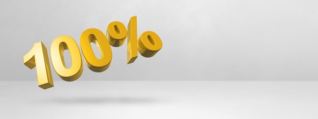 100 number 3D illustration isolated on white Horizontal banner