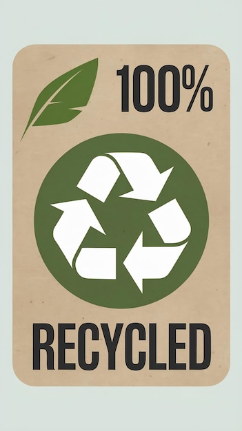 Photo 100 recycled label icon sign biodegradable sticker