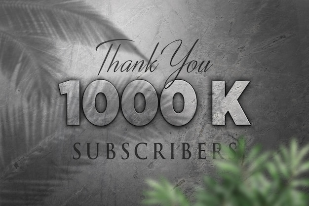 1000 K subscribers celebration greeting banner with concrete design