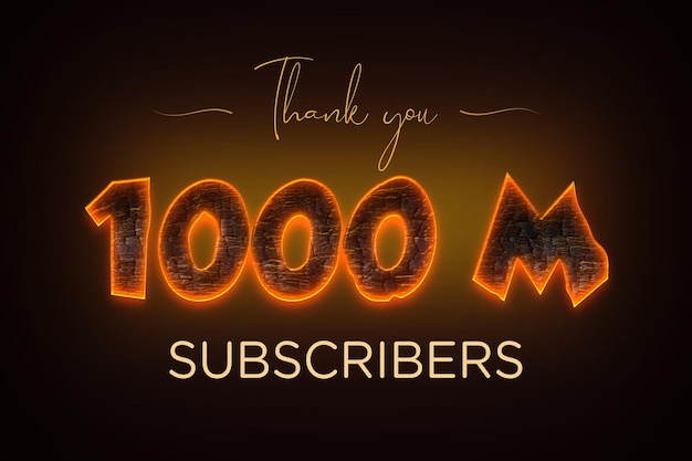 1000 Million subscribers celebration greeting banner with coal design