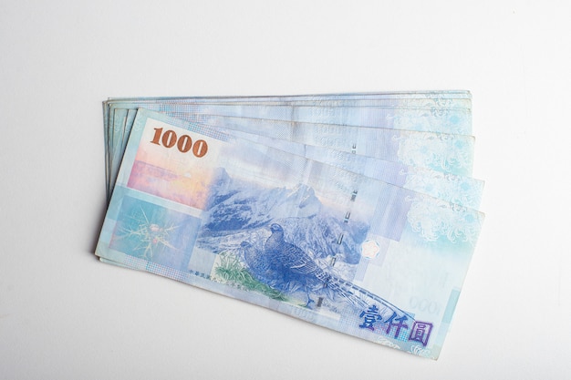 1000 New Taiwan Dollar bill on white background