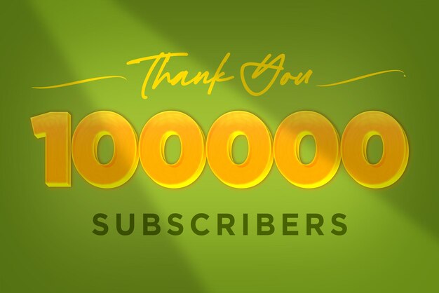 100000 subscribers celebration greeting banner with Yellow design