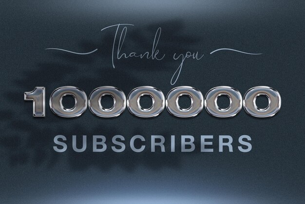 1000000 subscribers celebration greeting banner with chrome design