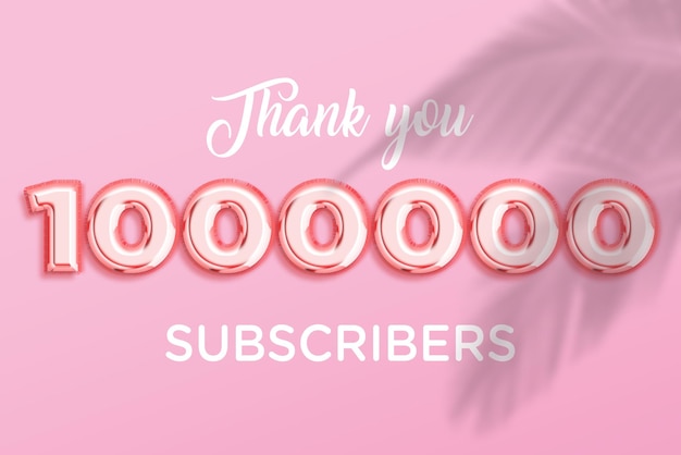 1000000 subscribers celebration greeting banner with rose gold design