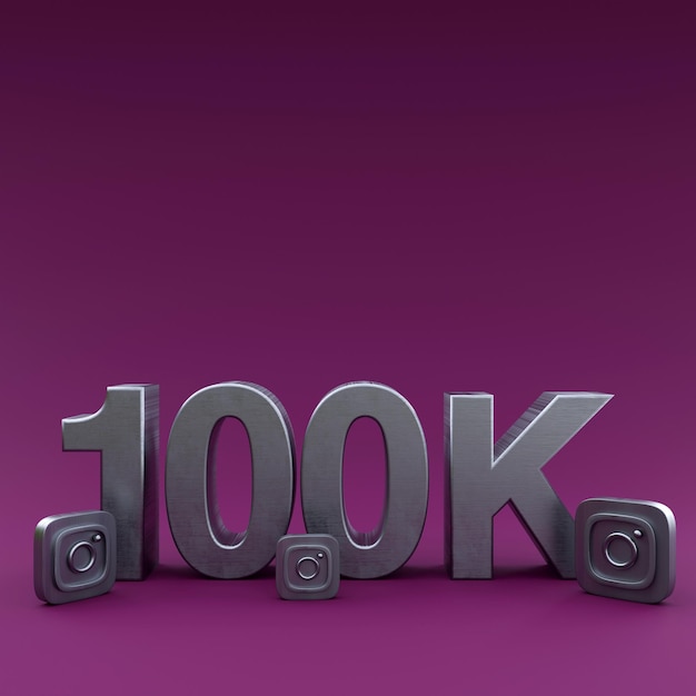 100k Instagram followers illustration 3D Render social media design