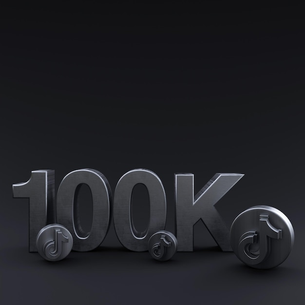 100k TikTok Followers Illustration 3D Render