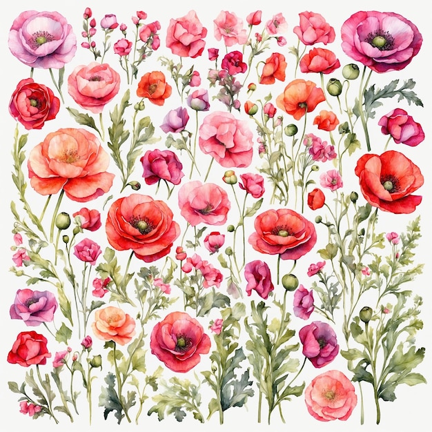 10k HD Watercolor Flowers and Leaves Perfect for Spring and Summer Decor