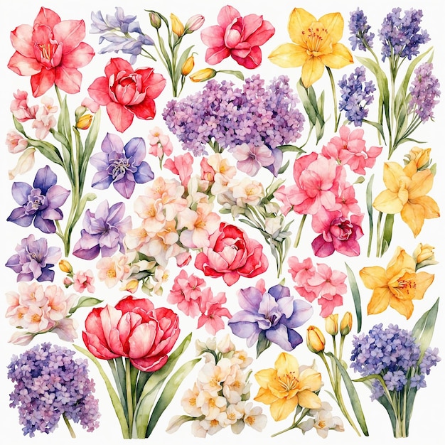 10k HD Watercolor Flowers and Leaves Perfect for Spring and Summer Decor