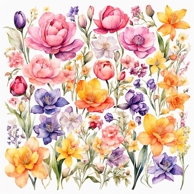 10k HD Watercolor Flowers and Leaves Perfect for Spring and Summer Decor