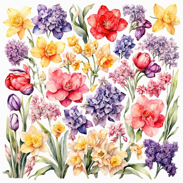 10k HD Watercolor Flowers and Leaves Perfect for Spring and Summer Decor