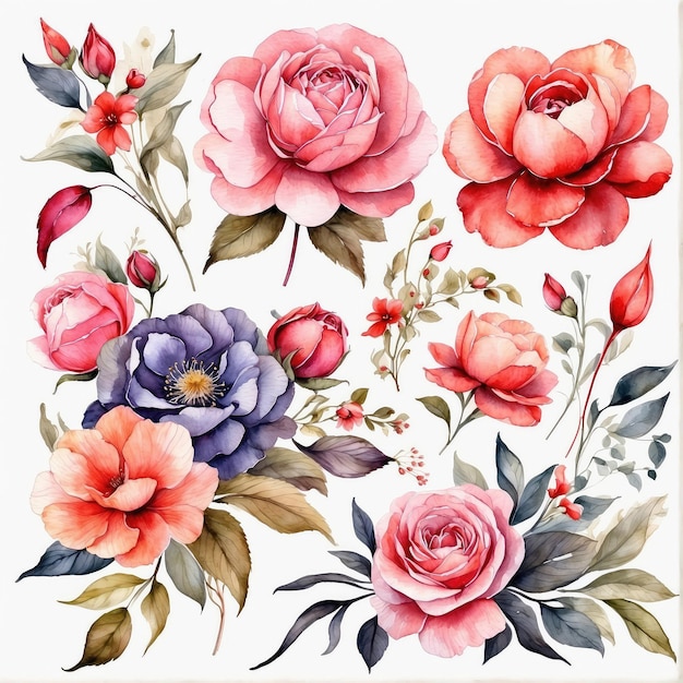 10k HD Watercolor Flowers and Leaves Perfect for Spring and Summer Decor